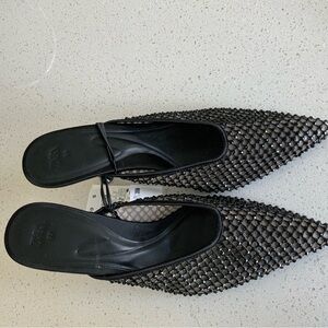 Zara Black Mesh Pointed Heels